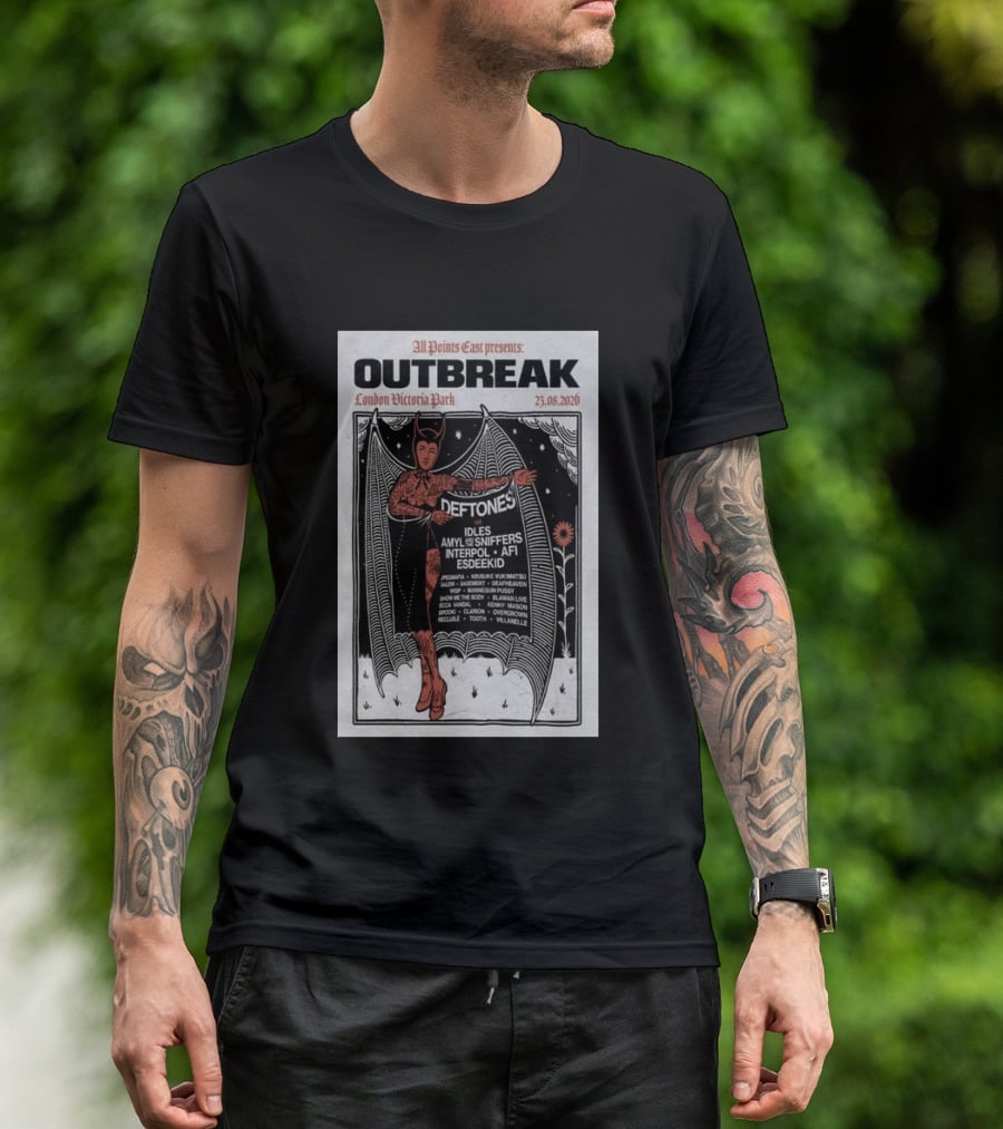 All Points East Presents Outbreak London Victoria Park 25.08.2026 Deftones Idles Amy Sniffers Interpol AFI Esdeekid T-Shirt