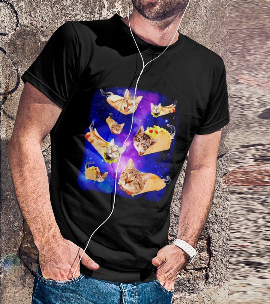 Cats In Space With Tacos And Burritos Taco Cat Cosmic Adventure T-Shirt
