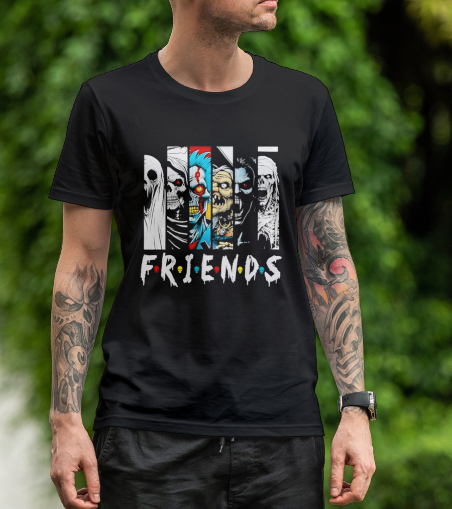 Friends Horror Movie Characters Halloween Scary Mask T-Shirt