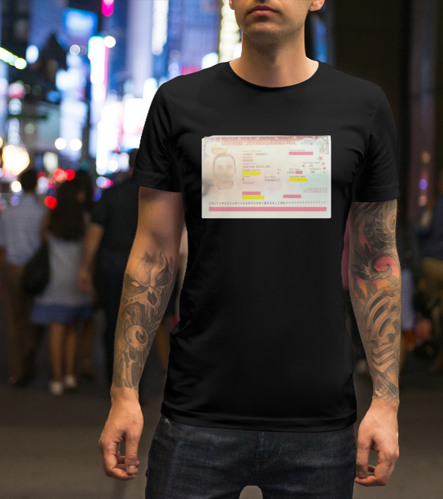 United States Of America Visa Darshan Basaling Magdum Mumbai Passport T-Shirt