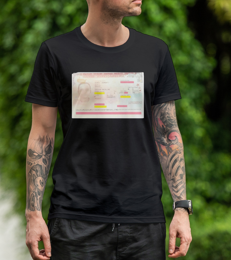 United States Of America Visa Darshan Basaling Magdum Mumbai Passport T-Shirt