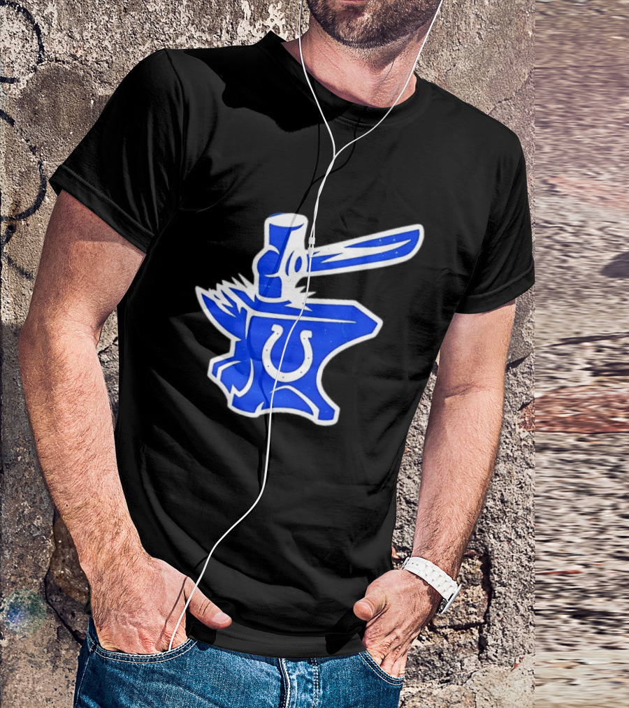 Indianapolis Colts Anvil Hammer Icon With Team Horseshoe T-Shirt