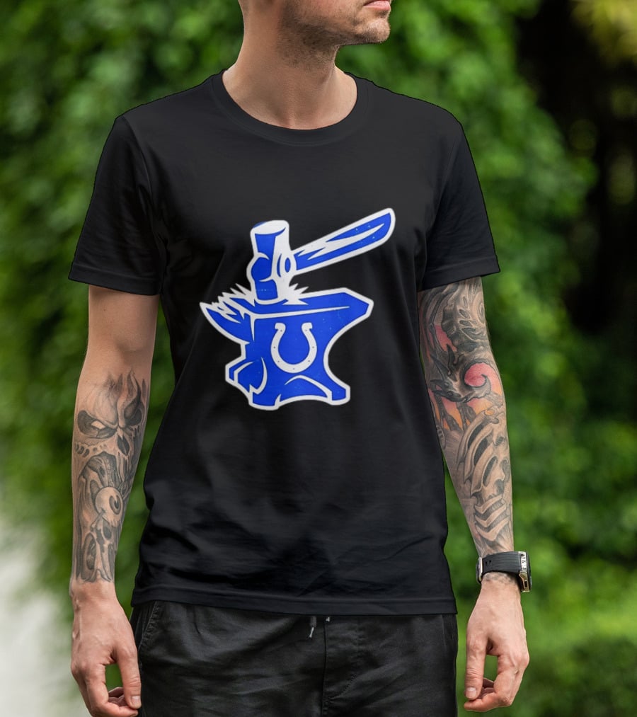 Indianapolis Colts Anvil Hammer Icon With Team Horseshoe T-Shirt