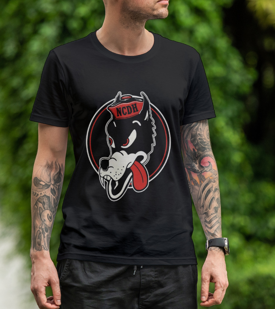 NCDH Wolf Cartoon Red Circle T-Shirt