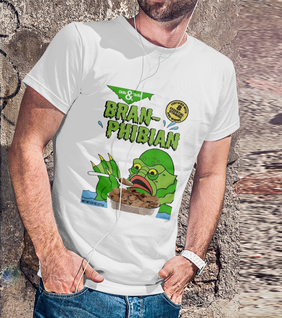 Bran Phibian Chills And Thrills Cereal Box Fortified With 8 Essential Vitamins And Worms T-Shirt
