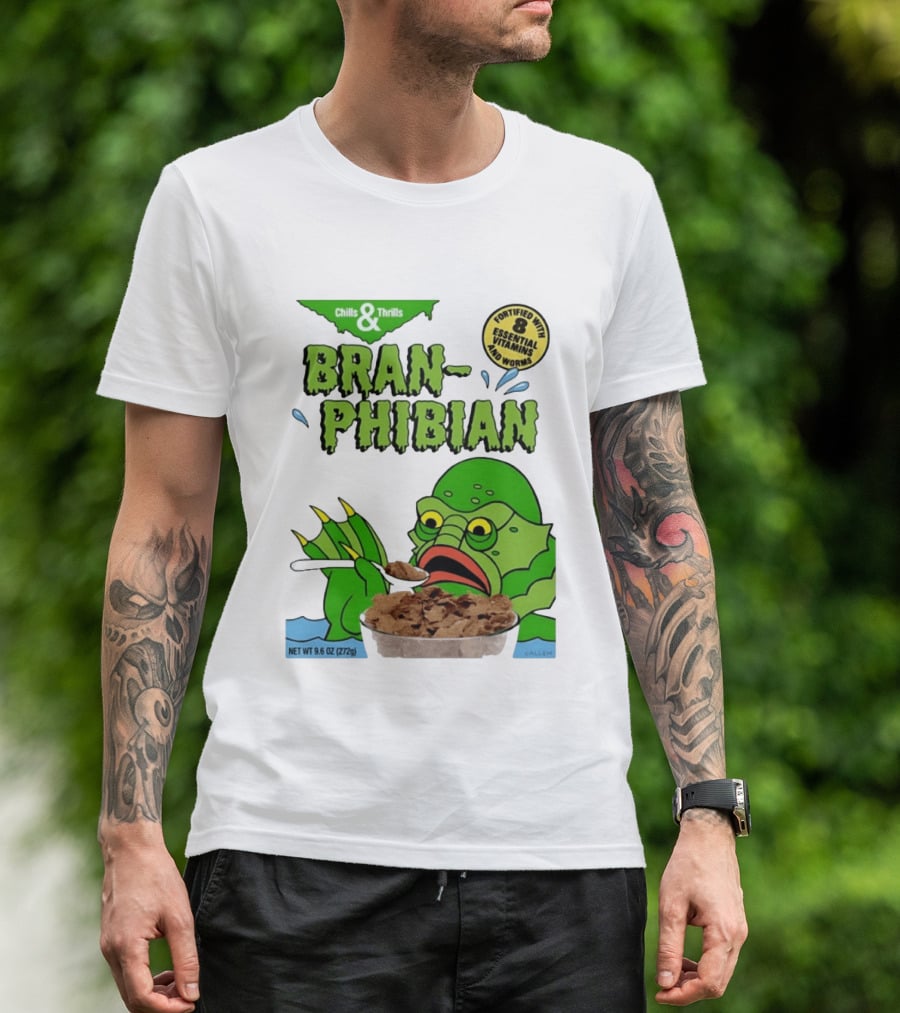 Bran Phibian Chills And Thrills Cereal Box Fortified With 8 Essential Vitamins And Worms T-Shirt