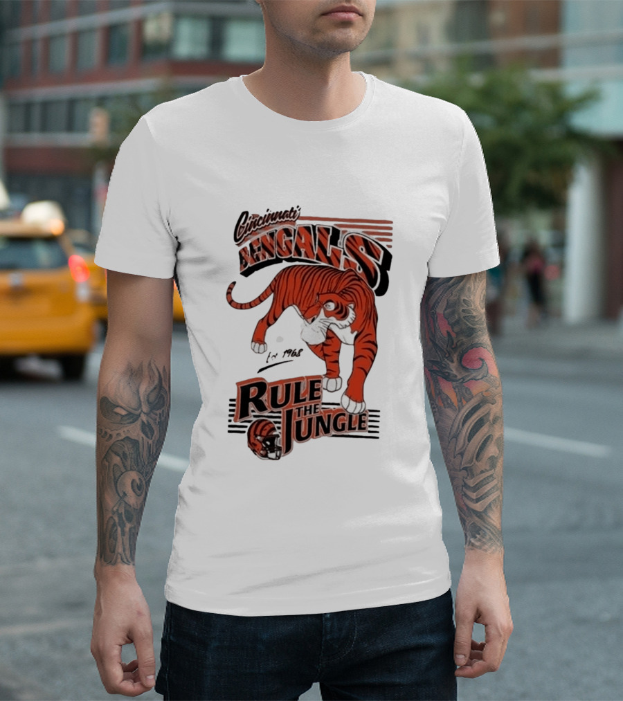 Cincinnati Bengals Rule The Jungle Tiger Graphic NFL Fan T-Shirt