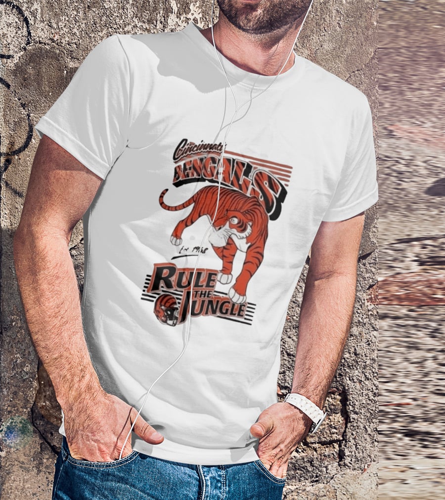 Cincinnati Bengals Rule The Jungle Tiger Graphic NFL Fan T-Shirt