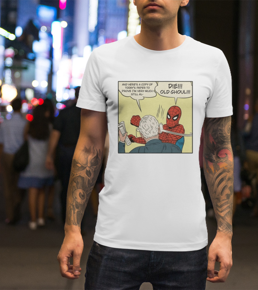 Spider Man Punching Mitch McConnell Die Old Ghoul Comic Meme T-Shirt
