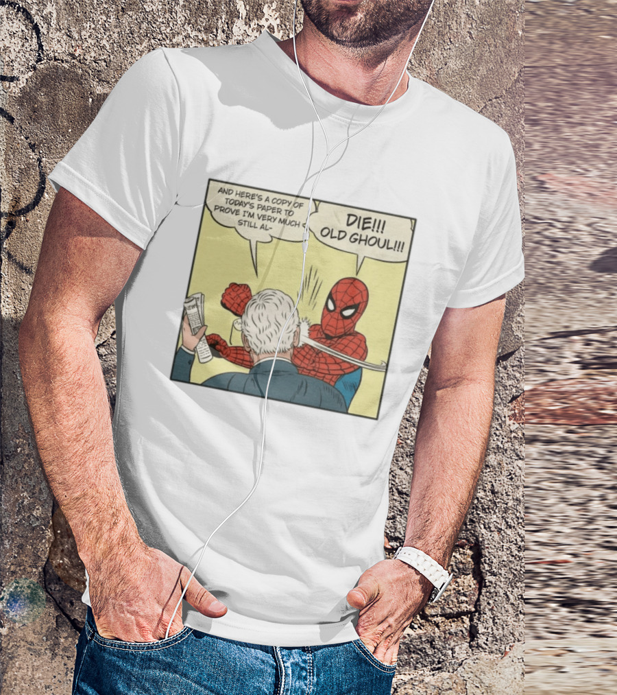 Spider Man Punching Mitch McConnell Die Old Ghoul Comic Meme T-Shirt