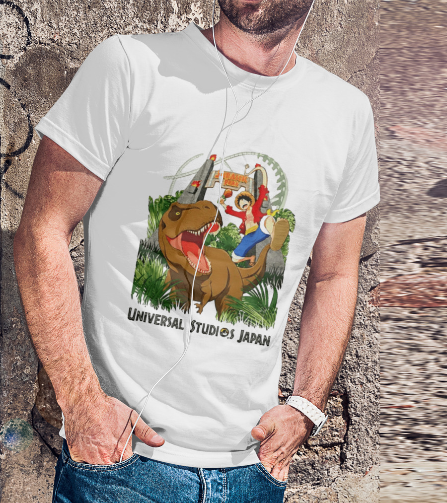 Universal Studios Japan One Piece Jurassic Park Luffy Riding Rex T-Shirt