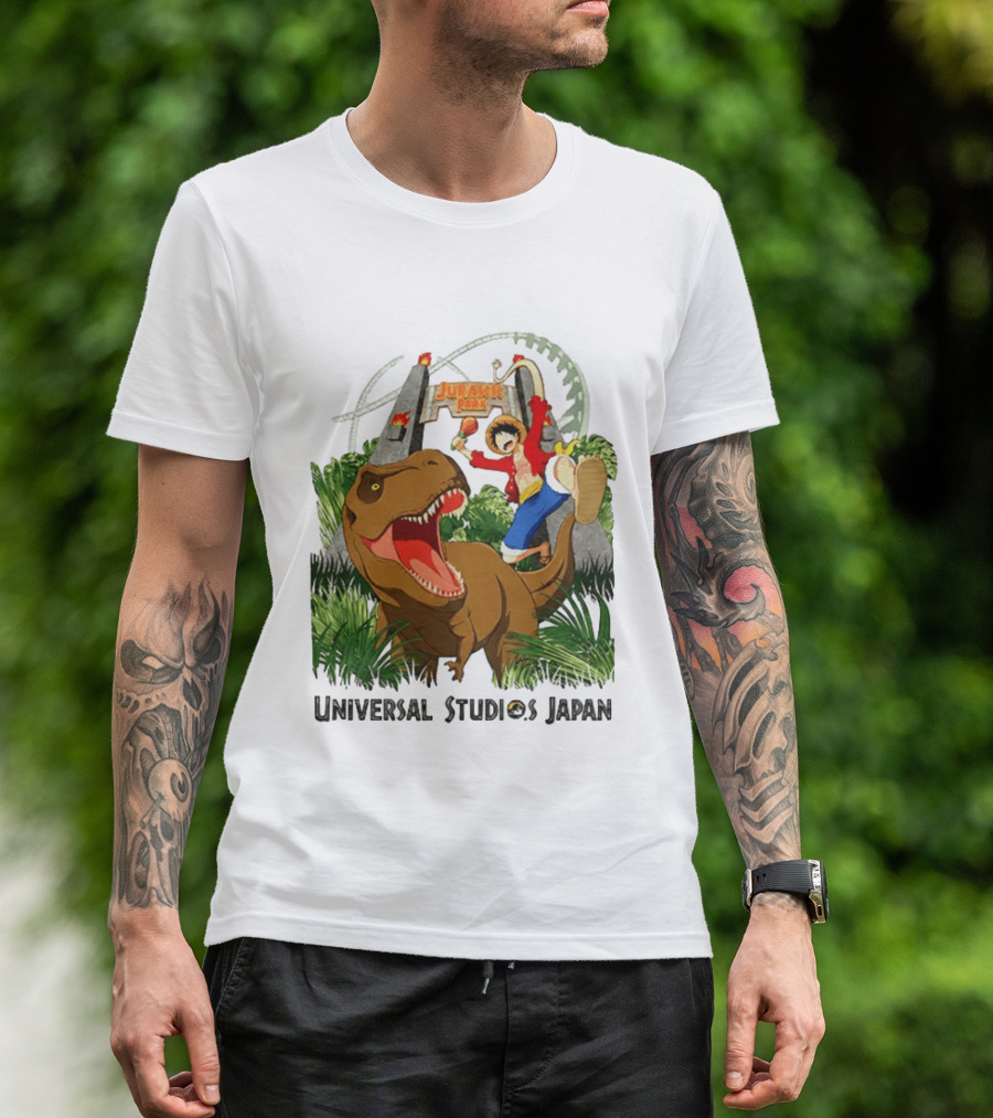 Universal Studios Japan One Piece Jurassic Park Luffy Riding Rex T-Shirt