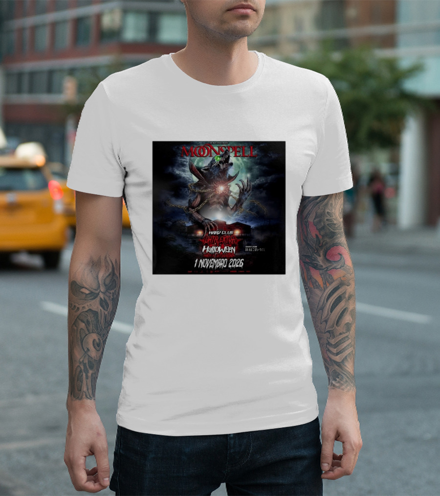 Moonspell Hard Club Data Extra 1 Novembro 2026 Halloween Concerto Especial Porto T-Shirt