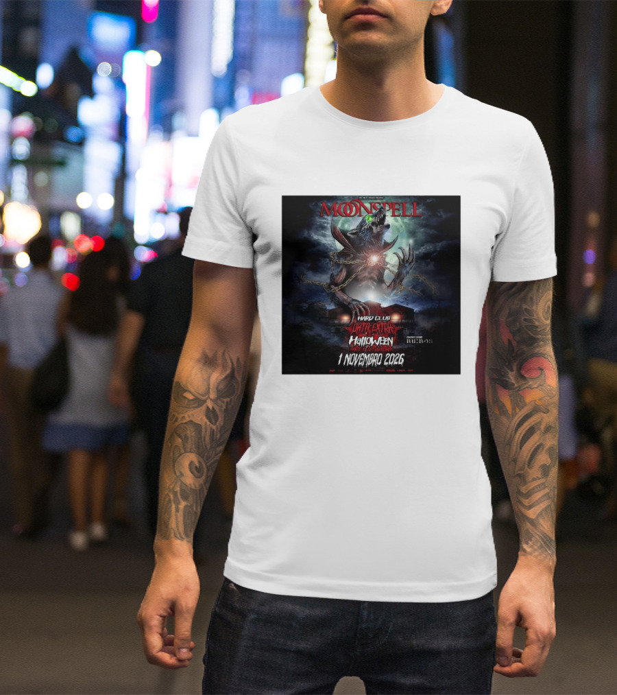 Moonspell Hard Club Data Extra 1 Novembro 2026 Halloween Concerto Especial Porto T-Shirt