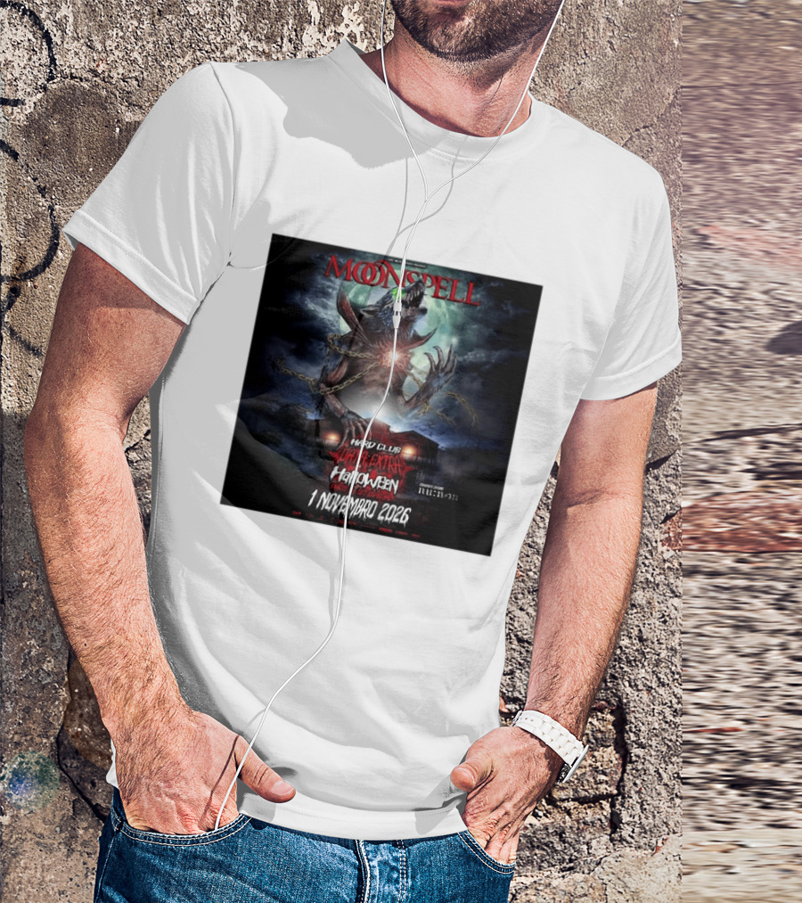 Moonspell Hard Club Data Extra 1 Novembro 2026 Halloween Concerto Especial Porto T-Shirt