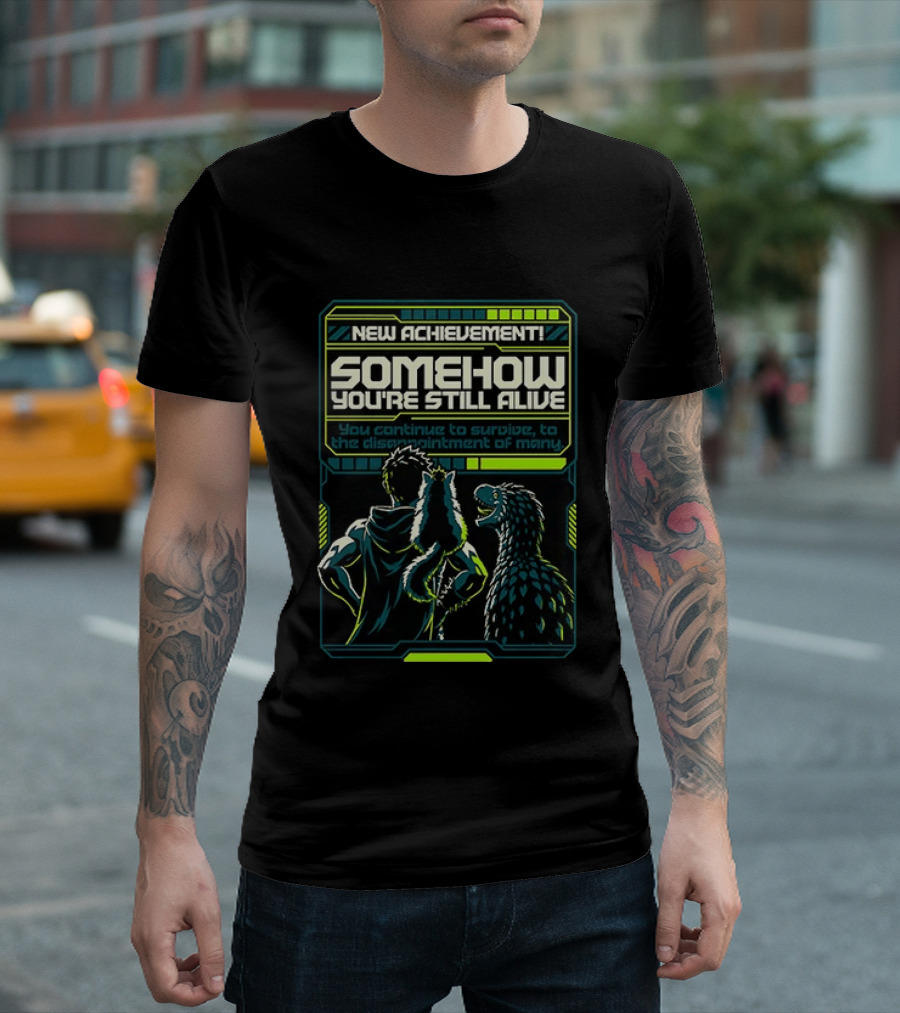 Survivor With Raptor And Fox Somehow You Are Still Alive Video Game Gamer T-Shirt