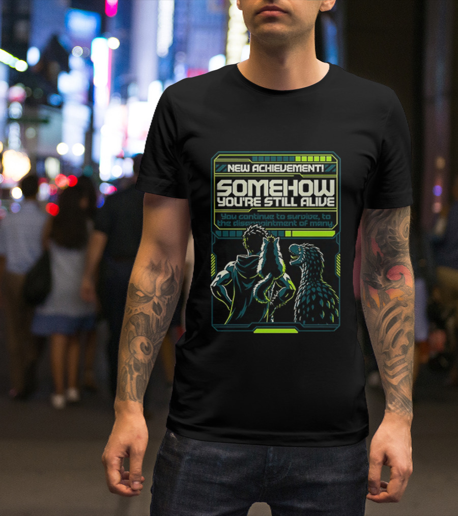 Survivor With Raptor And Fox Somehow You Are Still Alive Video Game Gamer T-Shirt