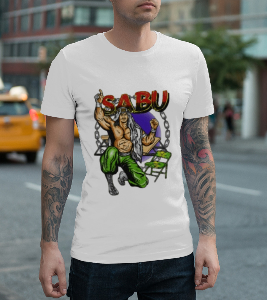 Beyondhumanmerch The Great Sabu Wrestling Character Chains And Table T-Shirt