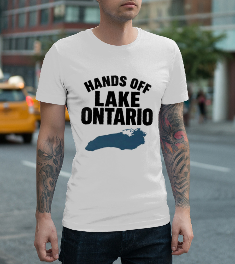 Hands Off Lake Ontario Blue Map T-Shirt