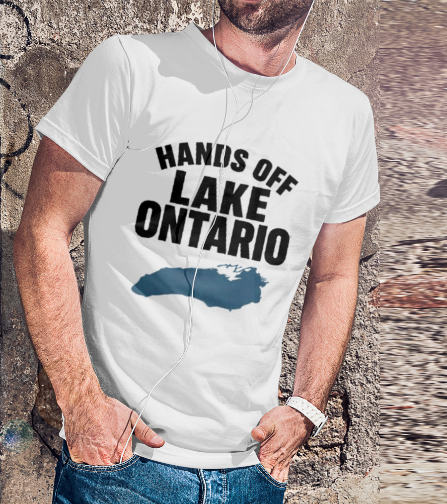 Hands Off Lake Ontario Blue Map T-Shirt