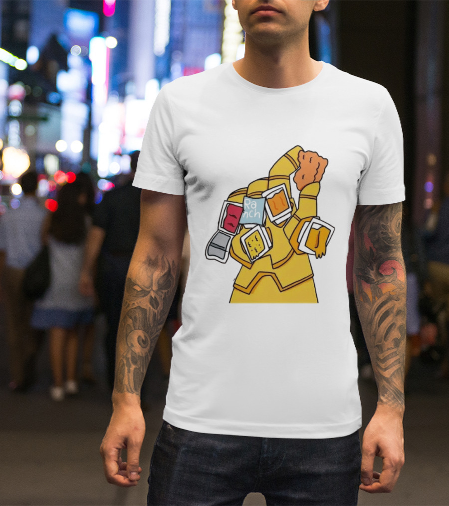 Infinity Gauntlet With Chicken Nugget And Sauce Containers Meme T-Shirt
