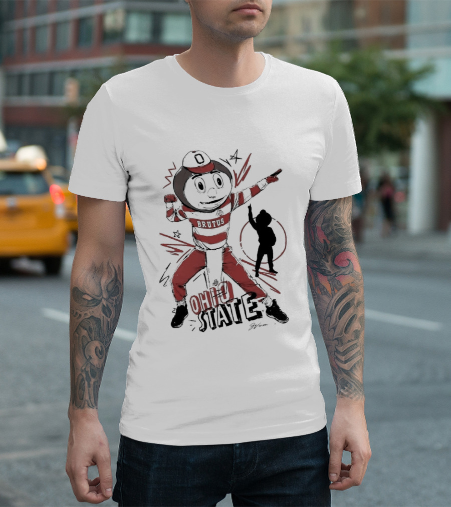 Ohio State Brutus Buckeye Flexing T-Shirt