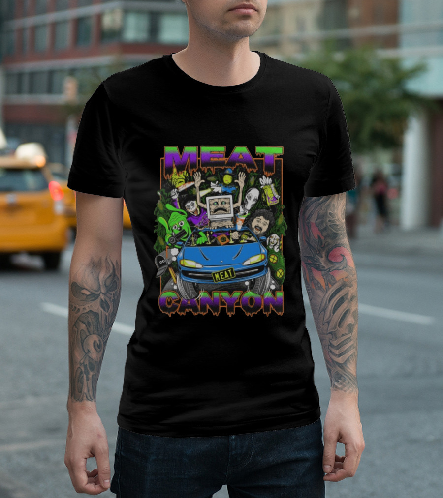 Meatcanyon The Journey Black Computer Car Adventure Characters T-Shirt