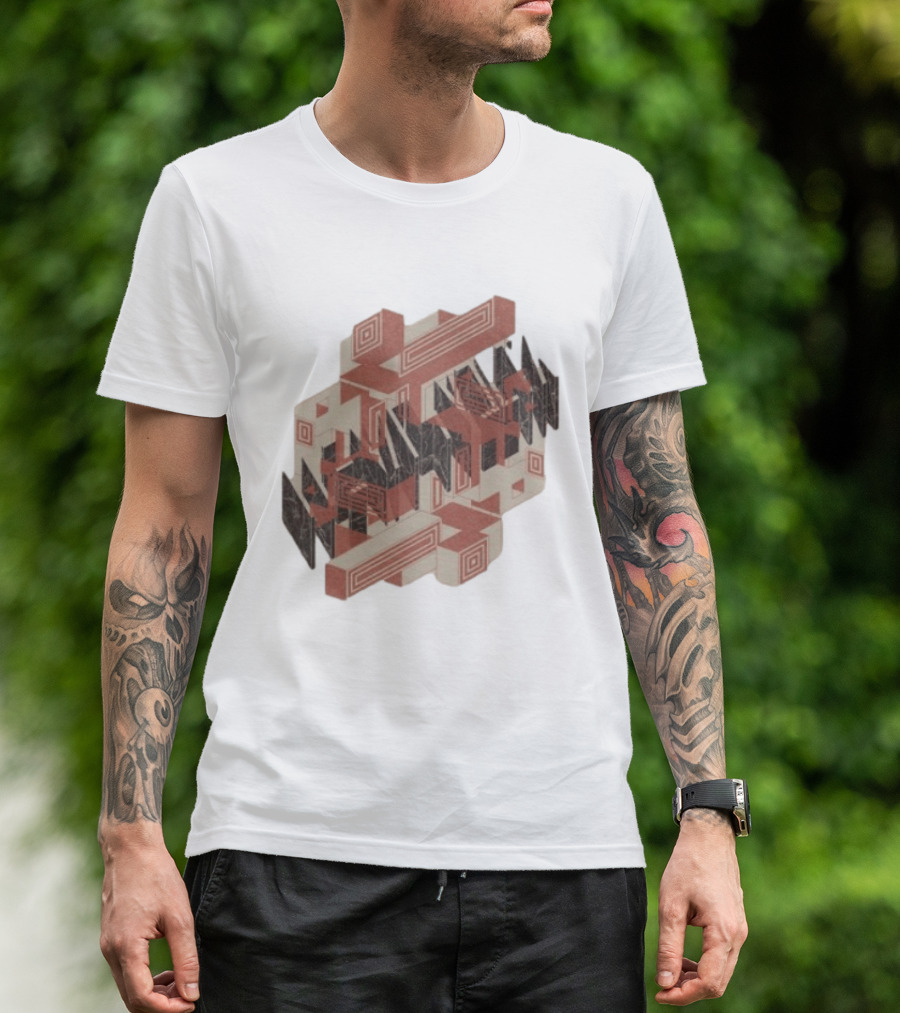 The Mars Volta Store Blocks Tan Geometric Optical Illusion T-Shirt