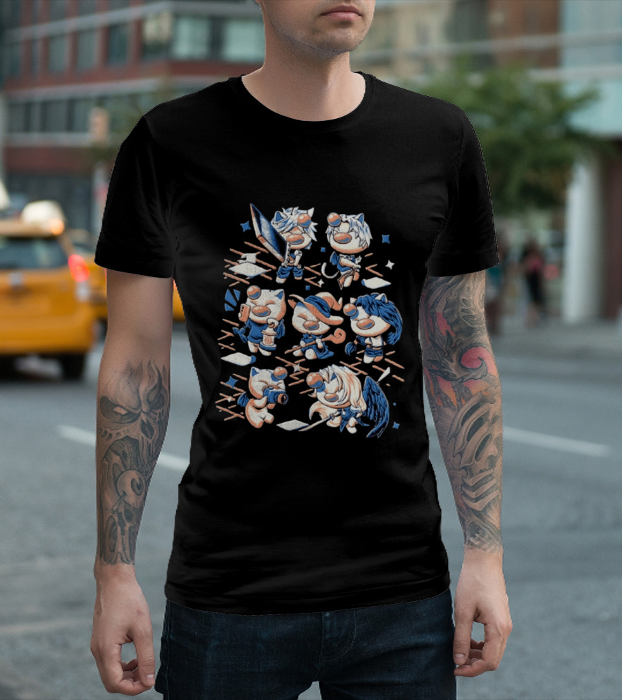 Final Fantasy VII Moogle Characters Cloud Tifa Aerith Sephiroth Cast T-Shirt