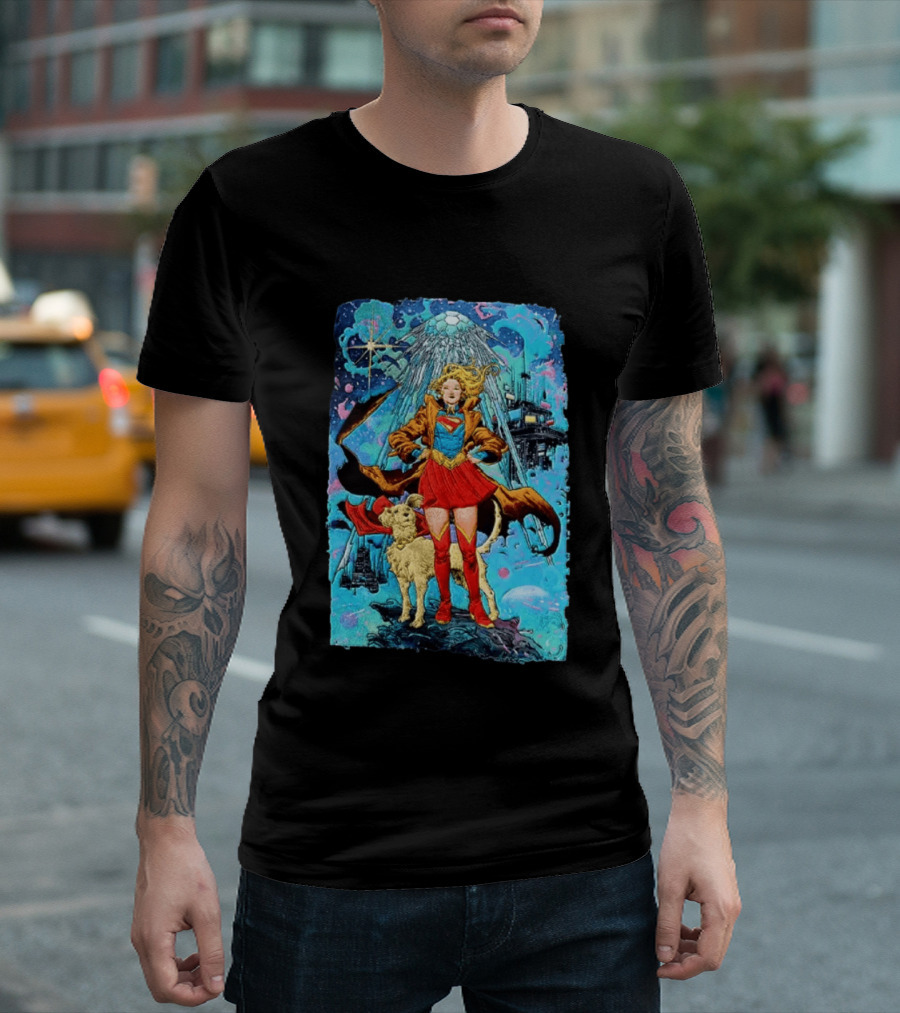 Supergirl And Krypto DC Comics Sci Fi City Adventure T-Shirt