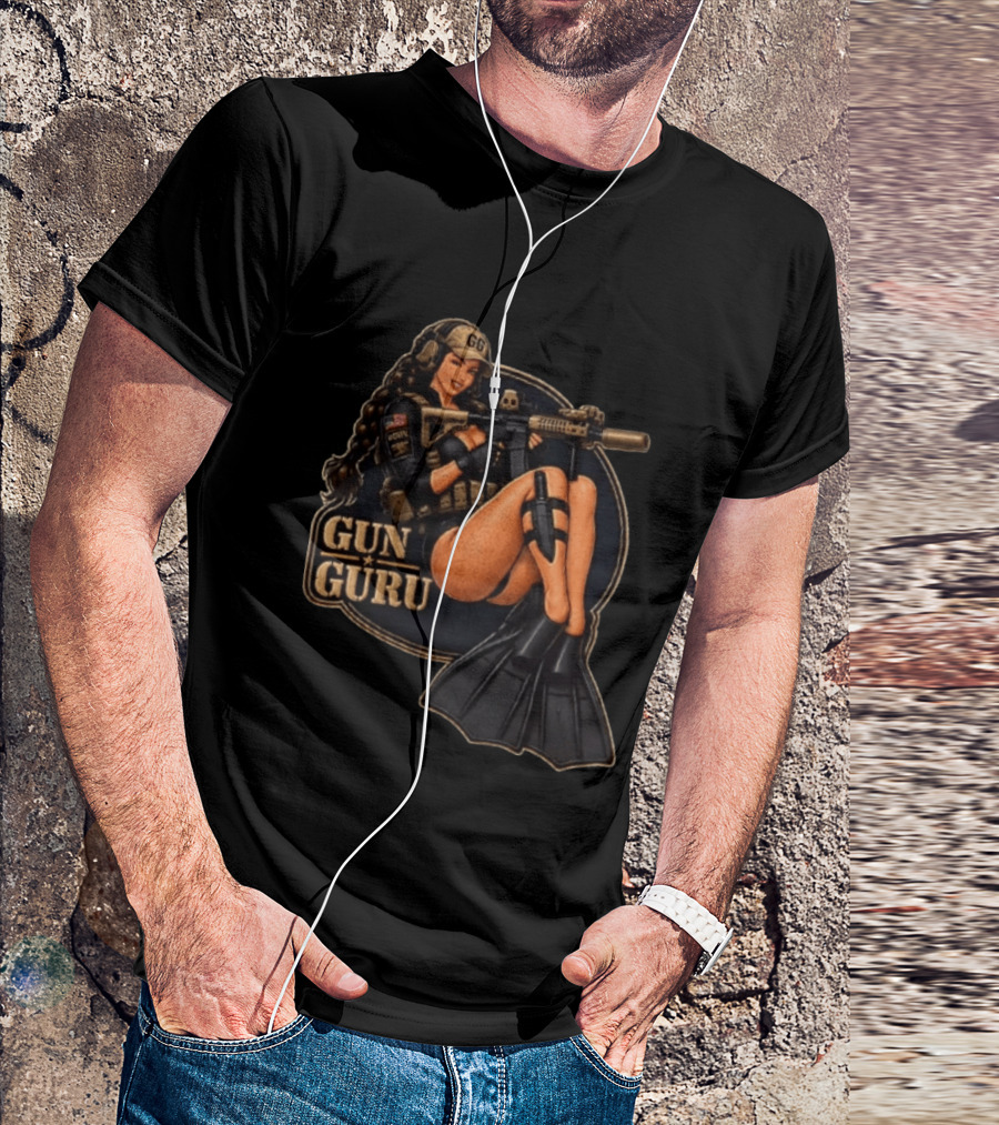 Trained Equipped Gun Guru Pinup Always Ready To Get A Little Wet T-Shirt