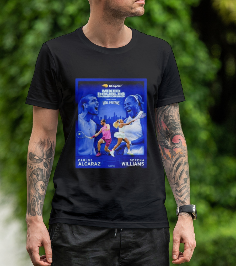 US Open Mixed Doubles Championship Carlos Alcaraz Serena Williams Vital Proteins T-Shirt