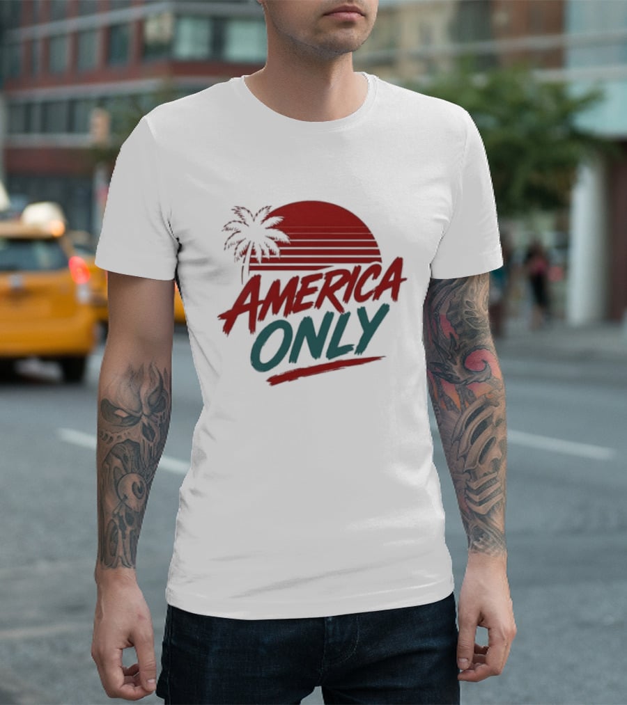 America Only Tropical Sunset Palm Tree T-Shirt