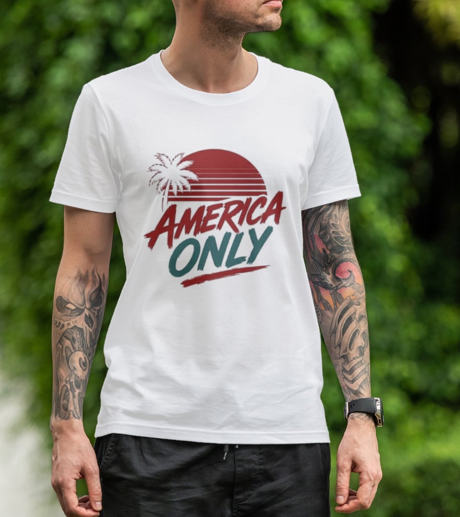 America Only Tropical Sunset Palm Tree T-Shirt