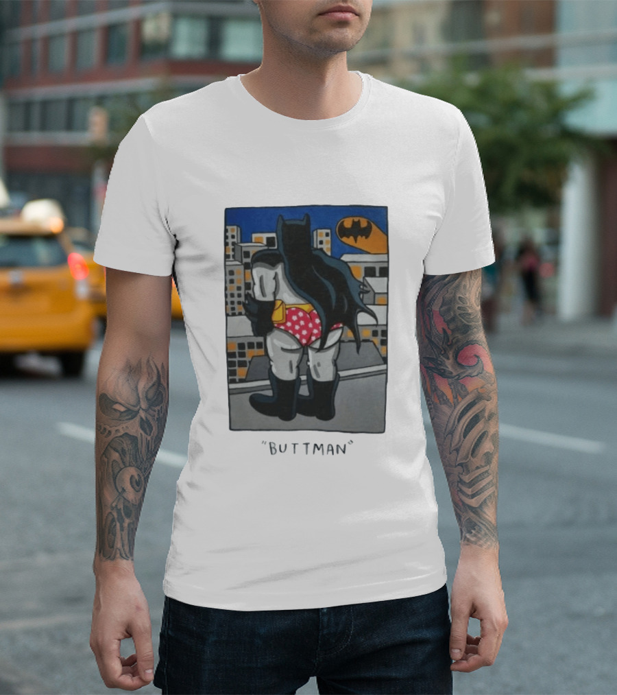 Buttman Batman Superhero Comedy Humor Retro Pop T-Shirt