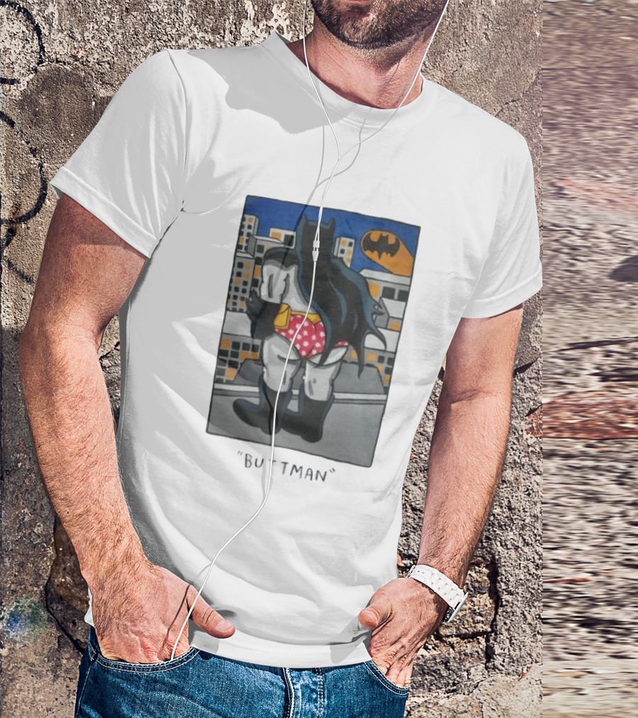 Buttman Batman Superhero Comedy Humor Retro Pop T-Shirt
