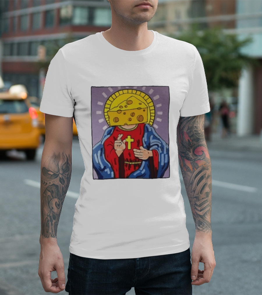 Cheesus Cheese Head Religious Pun Jesus T-Shirt