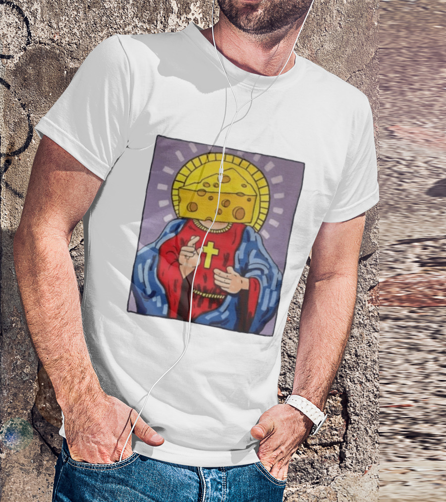 Cheesus Cheese Head Religious Pun Jesus T-Shirt