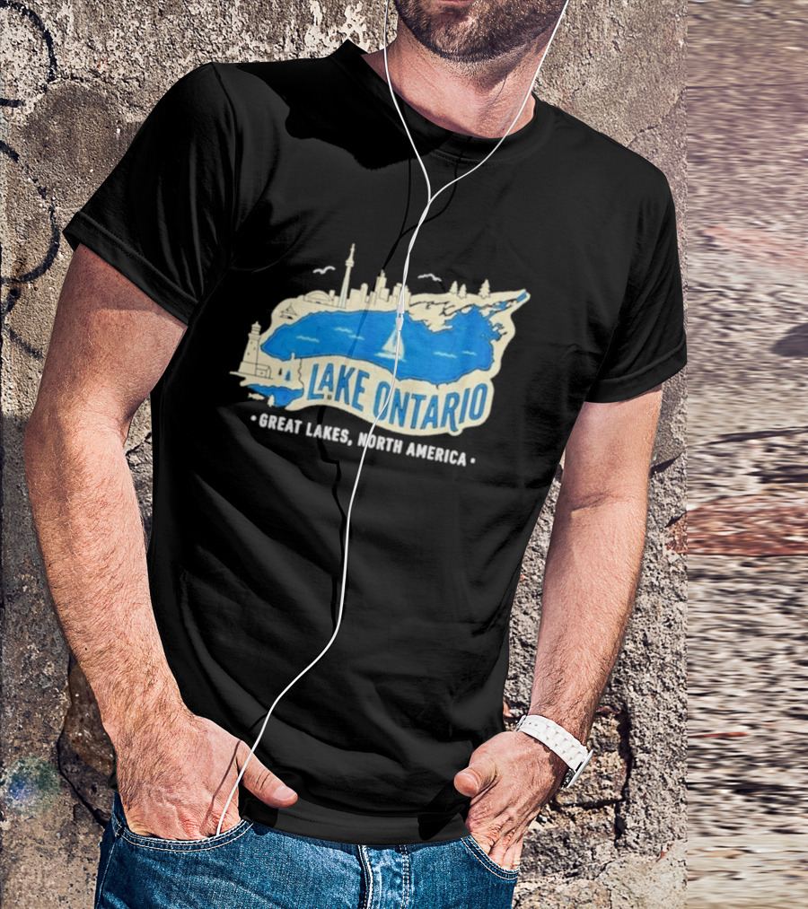 Lake Ontario Skyline Map Great Lakes North America T-Shirt