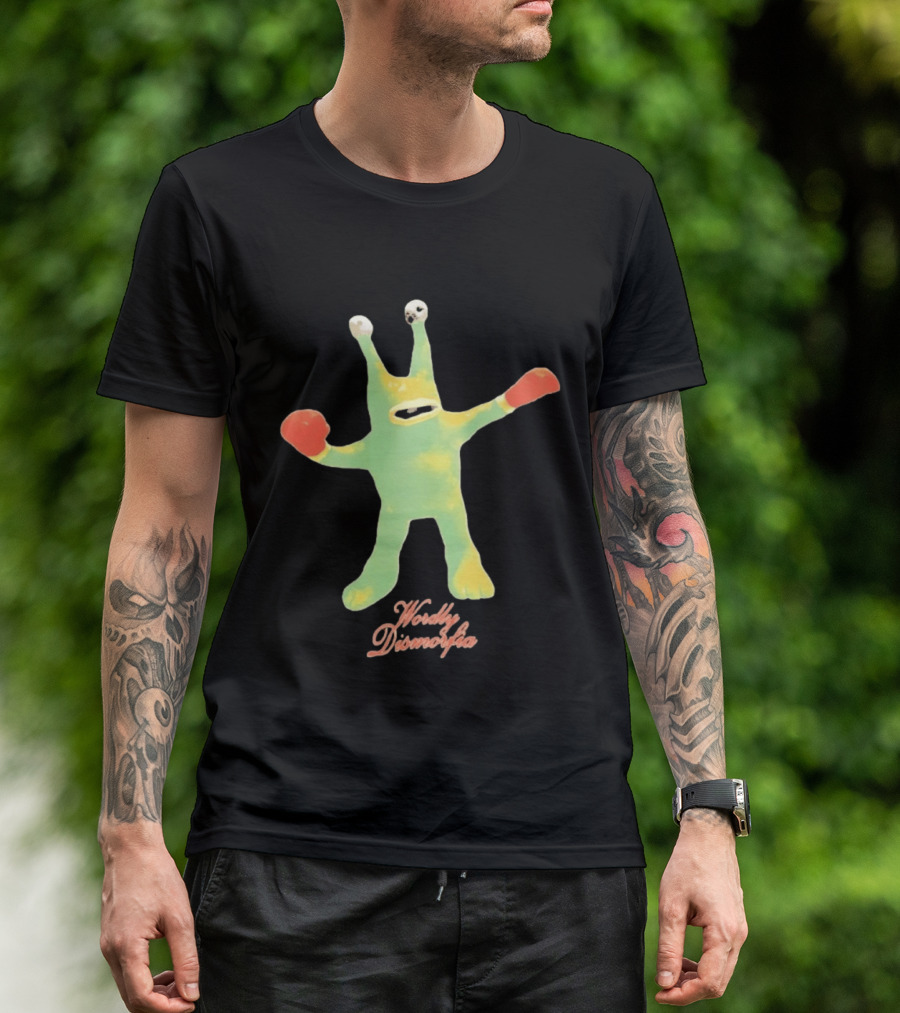Wordly Dismorfia Boxing Alien Creature With Red Boxing Gloves T-Shirt