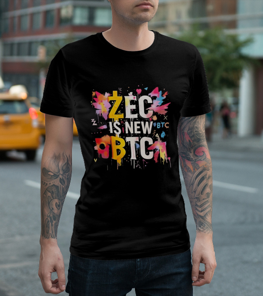 ZEC Is New BTC Cryptocurrency Zcash Bitcoin Colorful Paint Splash T-Shirt