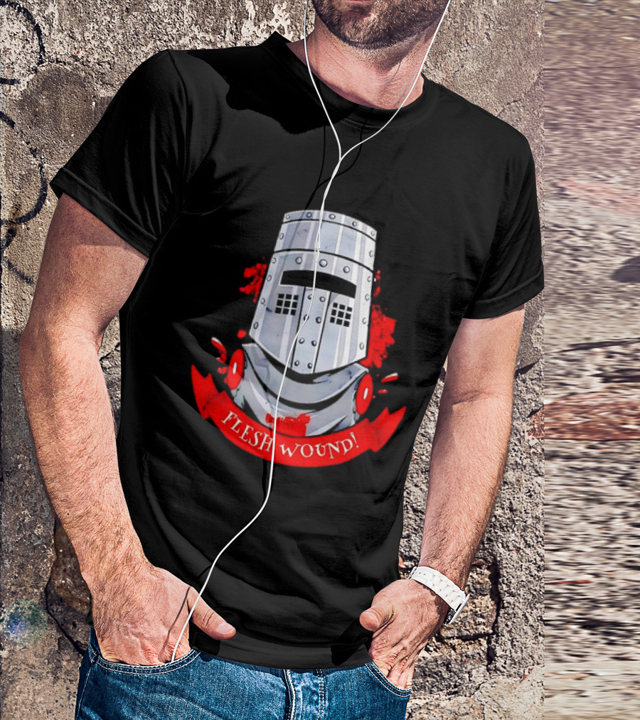 Black Knight Flesh Wound Helmet Monty Python Holy Grail T-Shirt