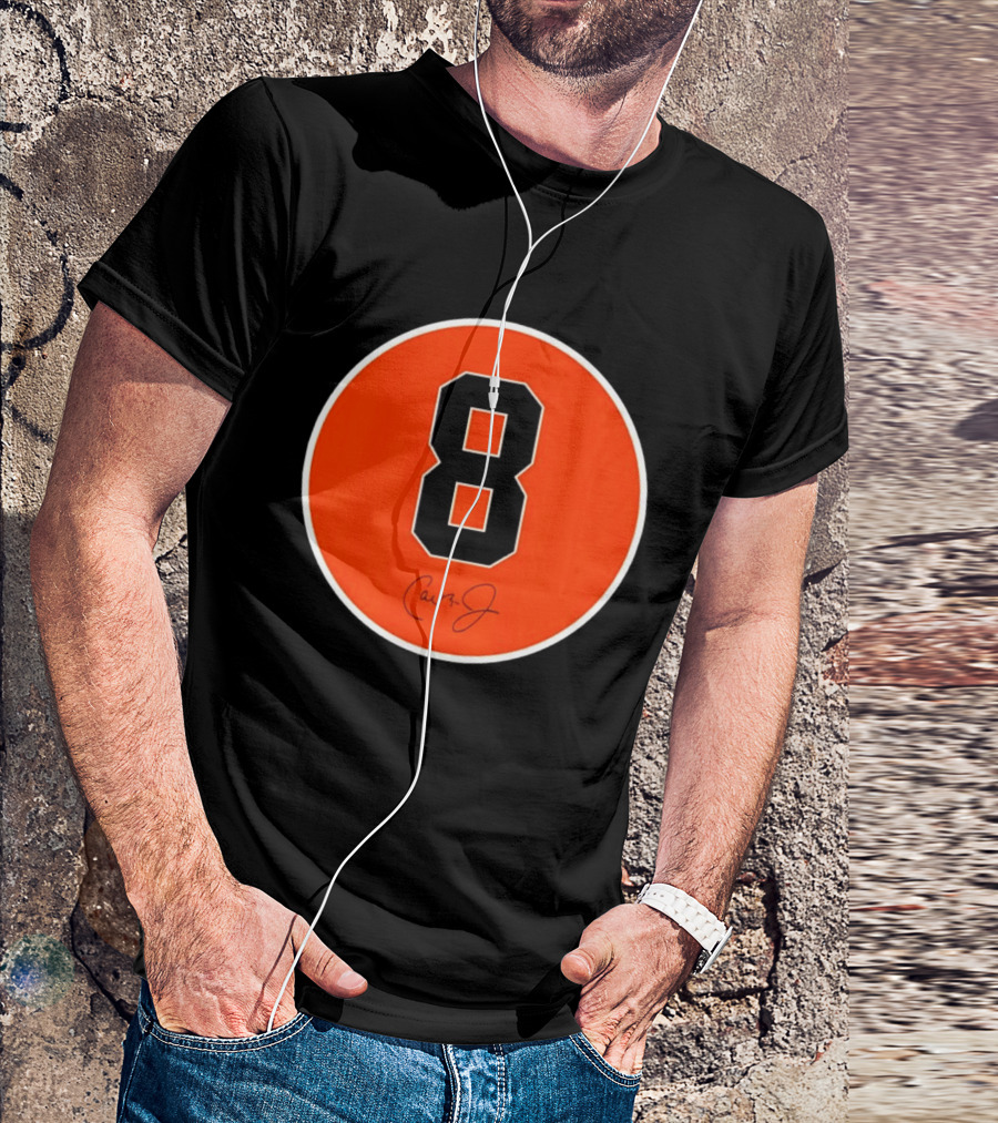 Cal Ripken Jr Number 8 Baltimore Orioles Team Circle Orange T-Shirt