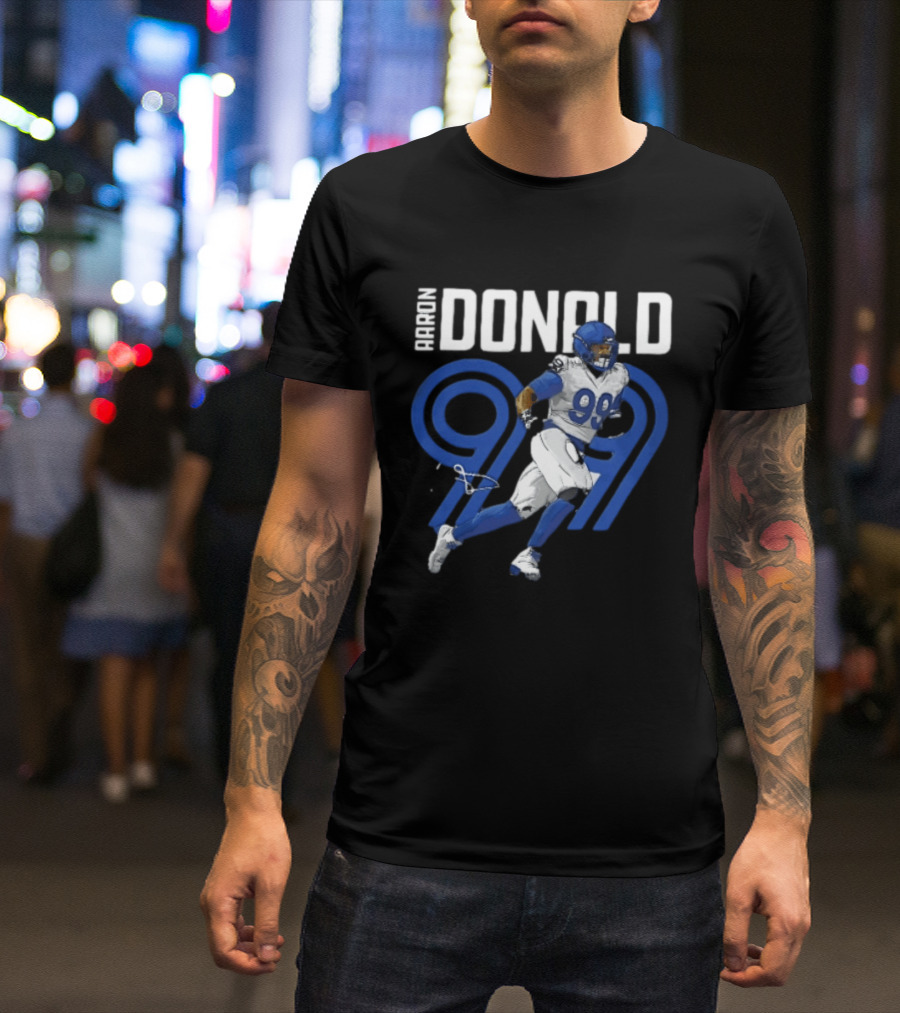 Los Angeles Rams Aaron Donald 99 Blue Running Player T-Shirt