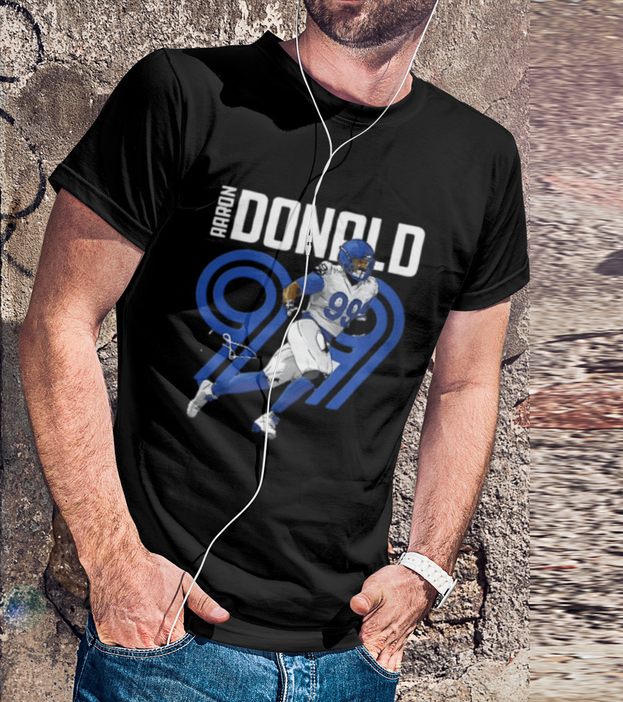 Los Angeles Rams Aaron Donald 99 Blue Running Player T-Shirt