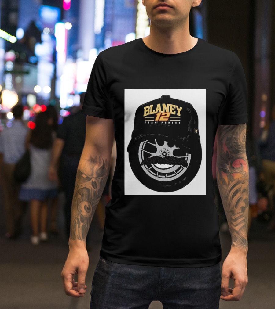 Blaney 12 Team Penske Mustache Racing Fan Gear T-Shirt