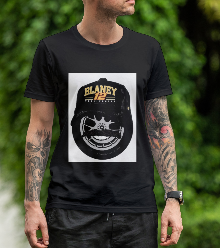 Blaney 12 Team Penske Mustache Racing Fan Gear T-Shirt