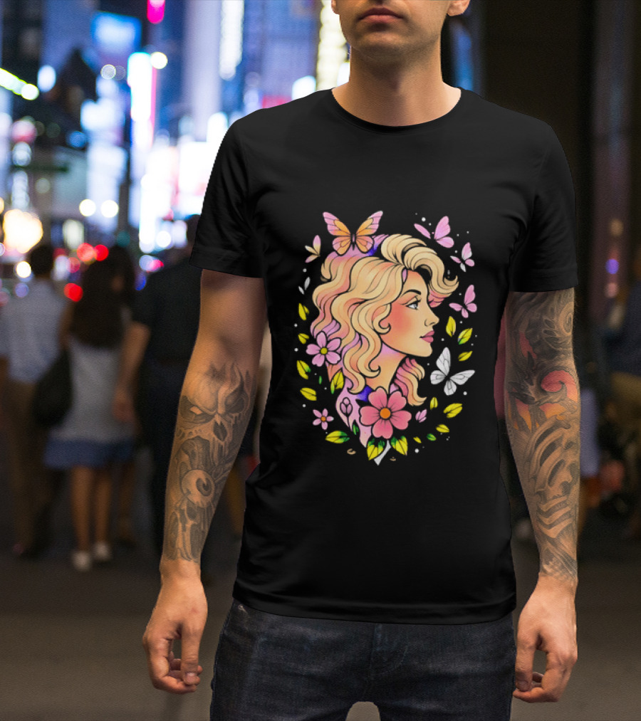 Dolly Parton Floral Butterfly Country Music T-Shirt