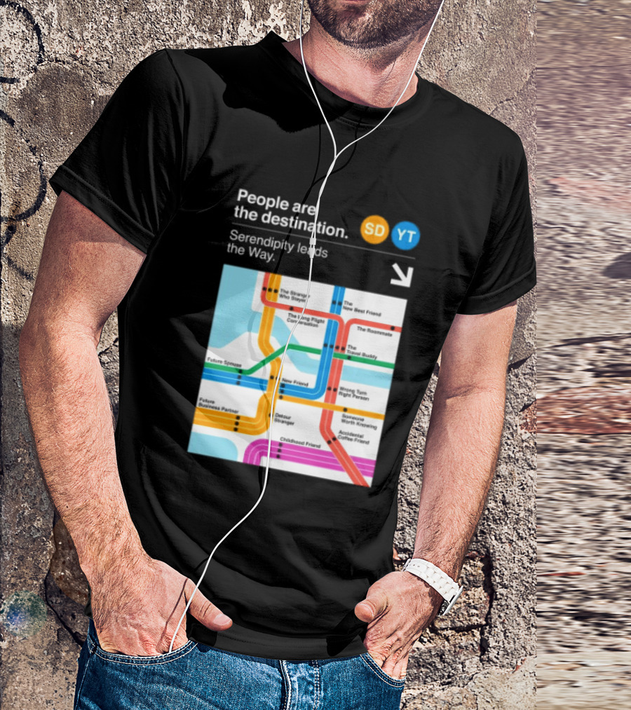 Seek Discomfort Serendipity Leads The Way People Are The Destination Black T-Shirt