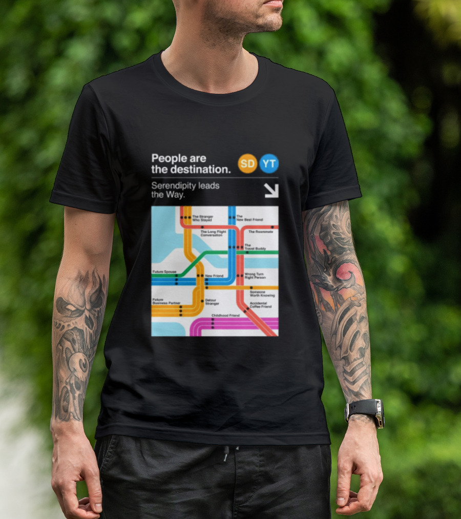 Seek Discomfort Serendipity Leads The Way People Are The Destination Black T-Shirt